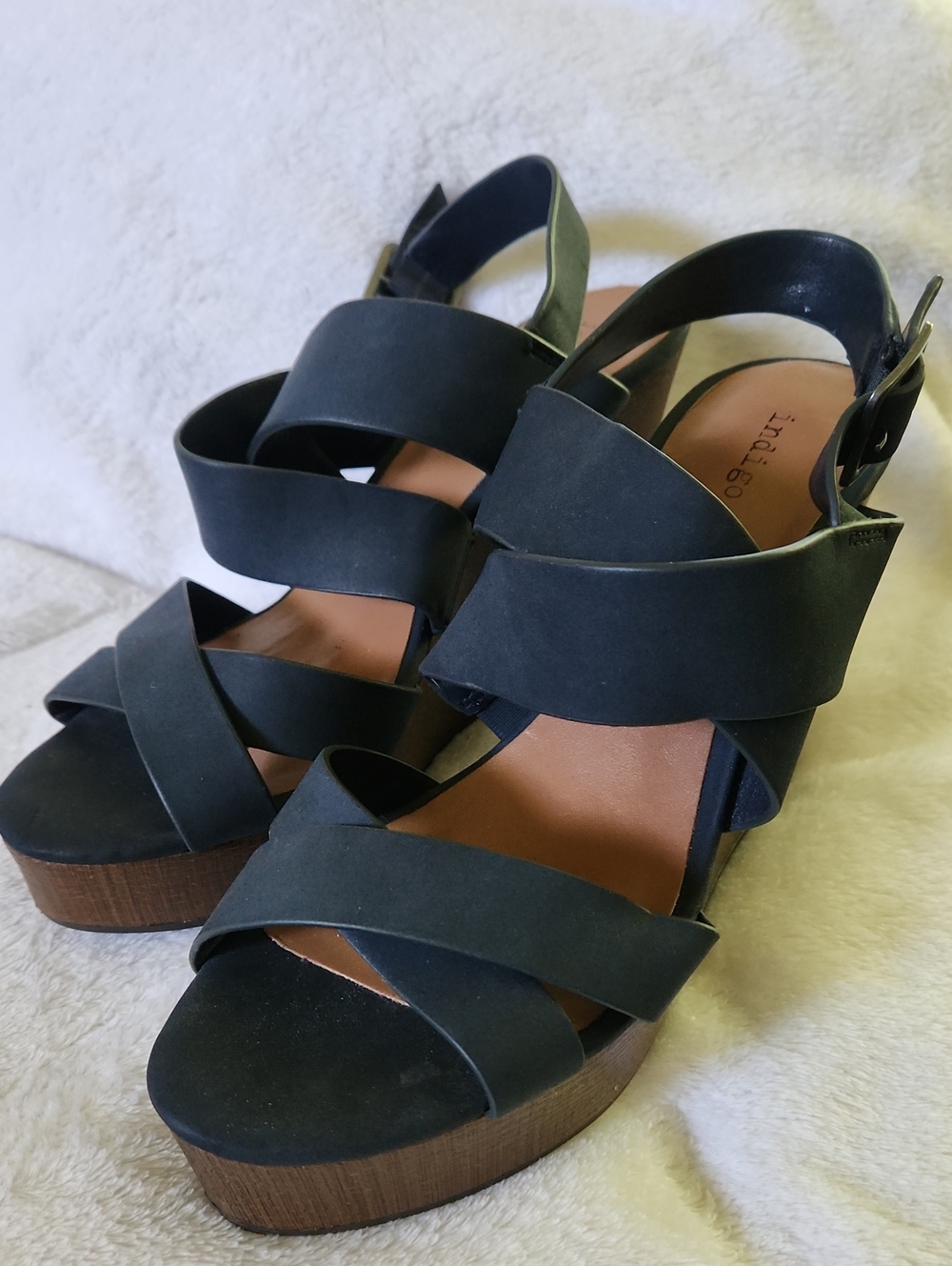 Indigo Blue Strappy Platform Sandals